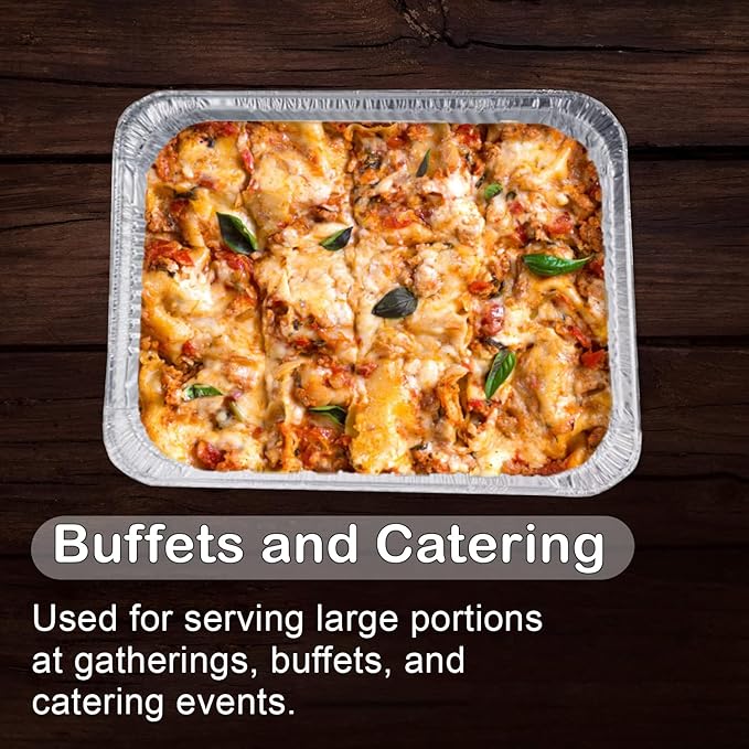 INFINITY EL Disposable Aluminum Foil Pan 25 Pack | Half Size 12.5" x 10" x 2.5" Deep Disposable Baking Pan | Heavy Duty Aluminum Foil Pan for Roasting Turkey, Lasagna, Thanksgiving, Christmas, Party