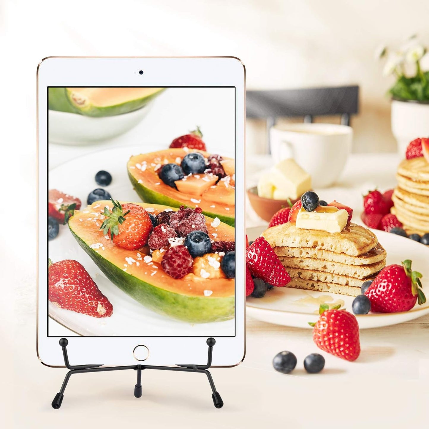 Mocoosy 4 Pack Improved Anti-Slip Plate Stands for Display, 6 Inch Plate Holder Display Stand, Picture Frame Holder Stand, Black Iron Easel Stands for Photo, Decorative Plate and Tabletop Arts