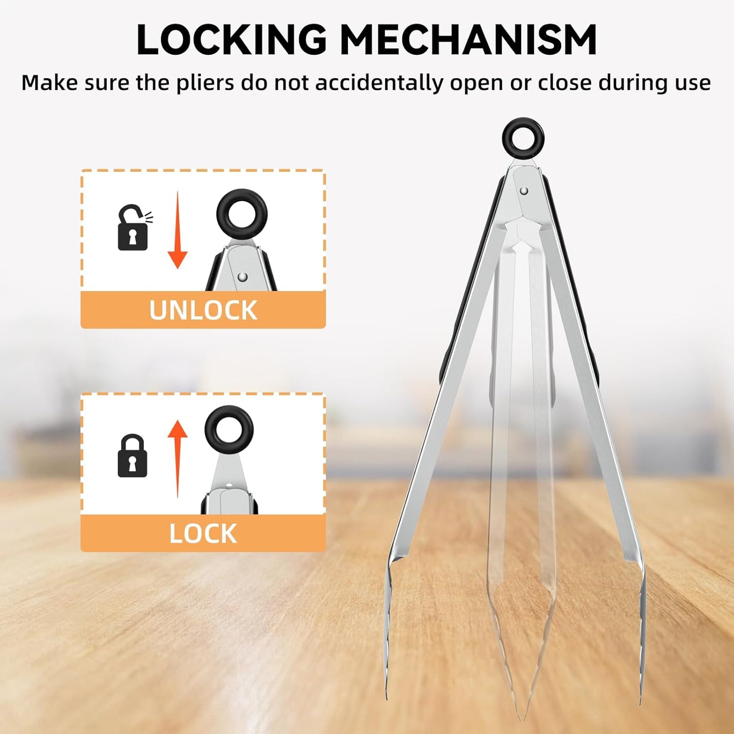 NileHome Tongs for Cooking, Professional Stainless Steel Cooking Tongs – Heat-Resistant for Grilling, BBQ, Serving Salad, Pasta, and Kitchen Use, Dishwasher Safe, Set of 7" 9" 12", Silver