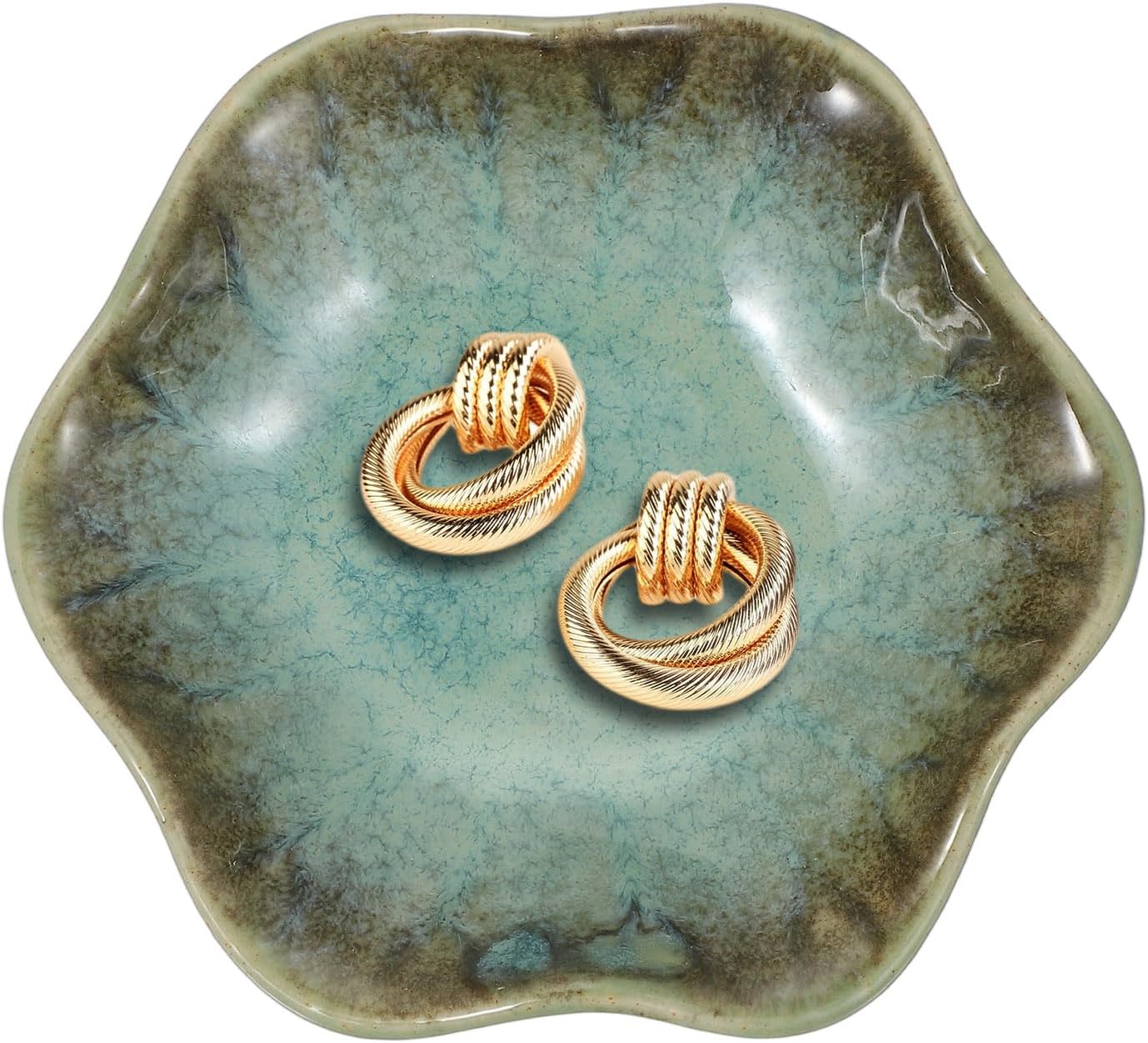 uxcell 1Pcs Ceramics Jewelry Plate, Lotus Leaf Shape Key Holder Bowl for Entryway Table Decor Small Ring Tray Dish Gift for Women Girlfriend, Grass Green