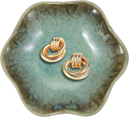 uxcell 1Pcs Ceramics Jewelry Plate, Lotus Leaf Shape Key Holder Bowl for Entryway Table Decor Small Ring Tray Dish Gift for Women Girlfriend, Grass Green