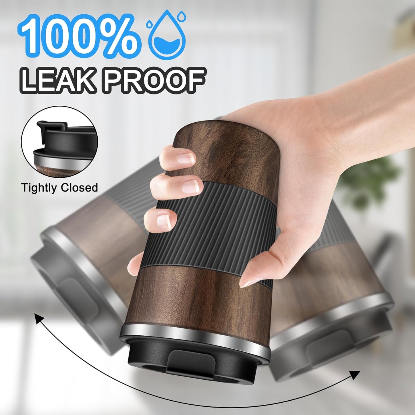 Coffee Travel Mug 12oz Insulated Coffee Mug with Lid Portable Spill-Proof Coffee Travel Mug No Handle Reusable Stainless Steel Mug Keeps Cold and Hot Suitable for Car, Daily, Travel and Gifts