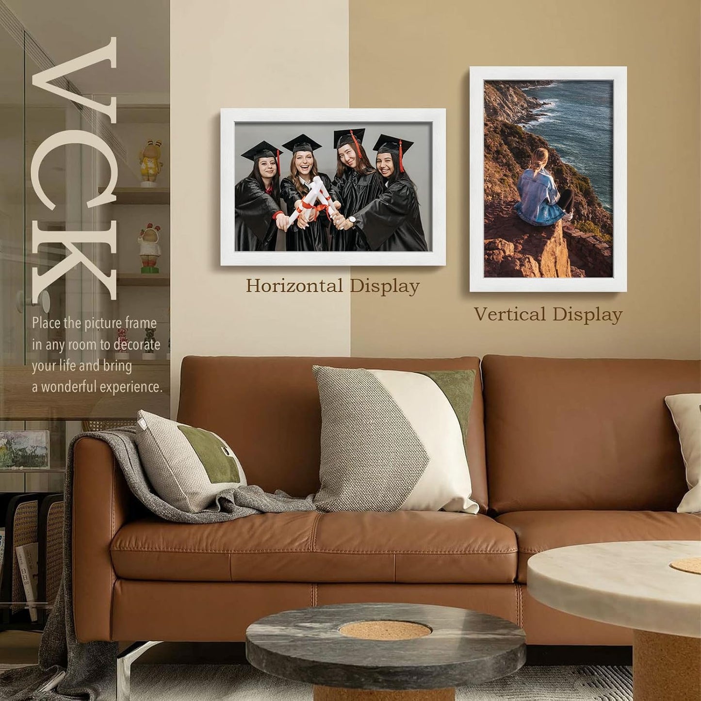 VCK Poster Frames 12x18 White Set of 5,Solid Wood Picture Frames for Wall Mounting Hanging Art and Puzzle Frame