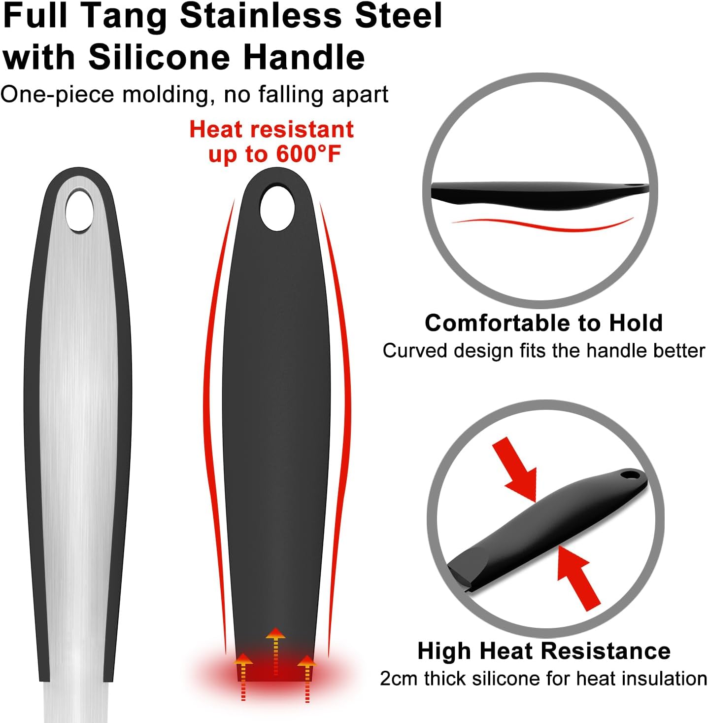 15.8'' Stainless Steel Grill Spatula for Outdoor Grill, 3-in-1 Metal BBQ Spatula Turner with Full Tang Silicone Handle and Serrated Edge, Heavy Duty Barbecue Tools Spatula for Grilling Cooking