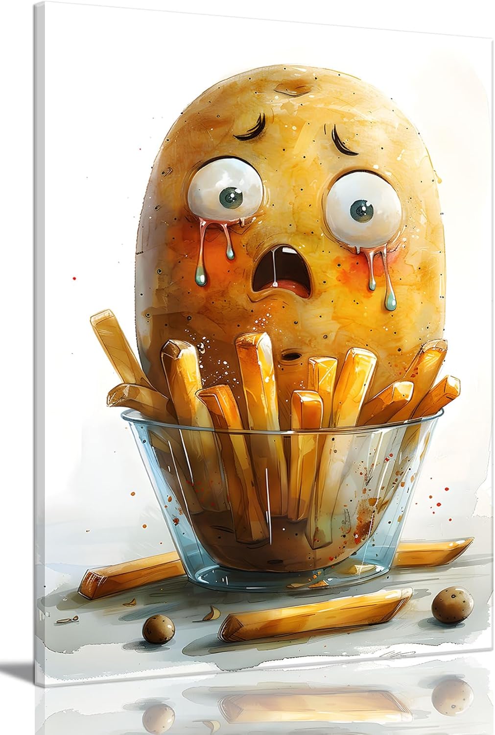 OIQArtOIQ Funny Kitchen Wall Art, Weird Kitchen Wall Decor, Vegetable Paintings Cool Postsers, Food Art, Eclectic Decor Dining Room, Chef Canvas Wall Art Print Artwork, Pickle Pictures