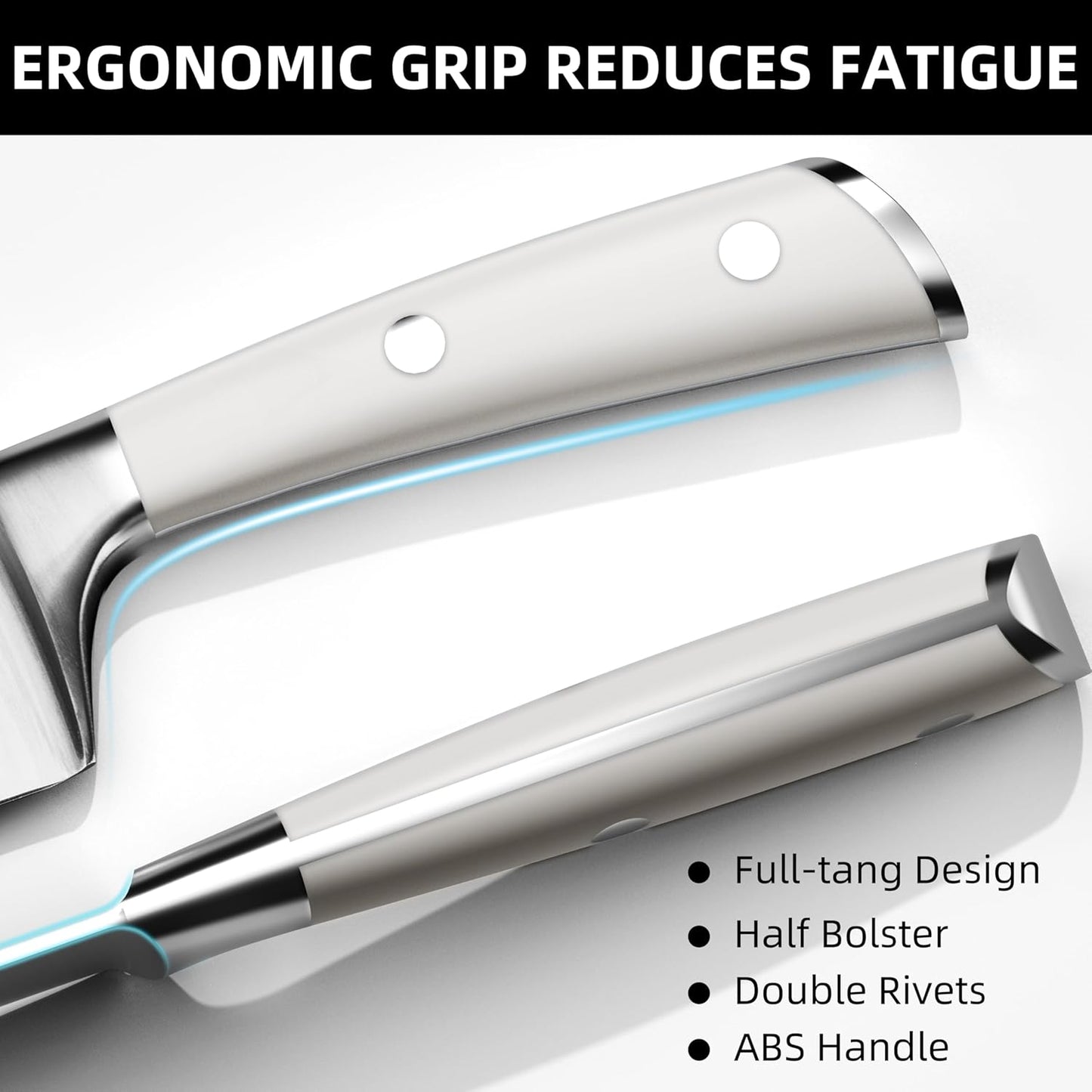 Japanese Chef Knife 8 Inch Professional for Kitchen, High Carbon Stainless Steel Chopping Knife for Vegetable, Razor Sharp Cooking Knife for Meat Cutting with Full-tang Handle