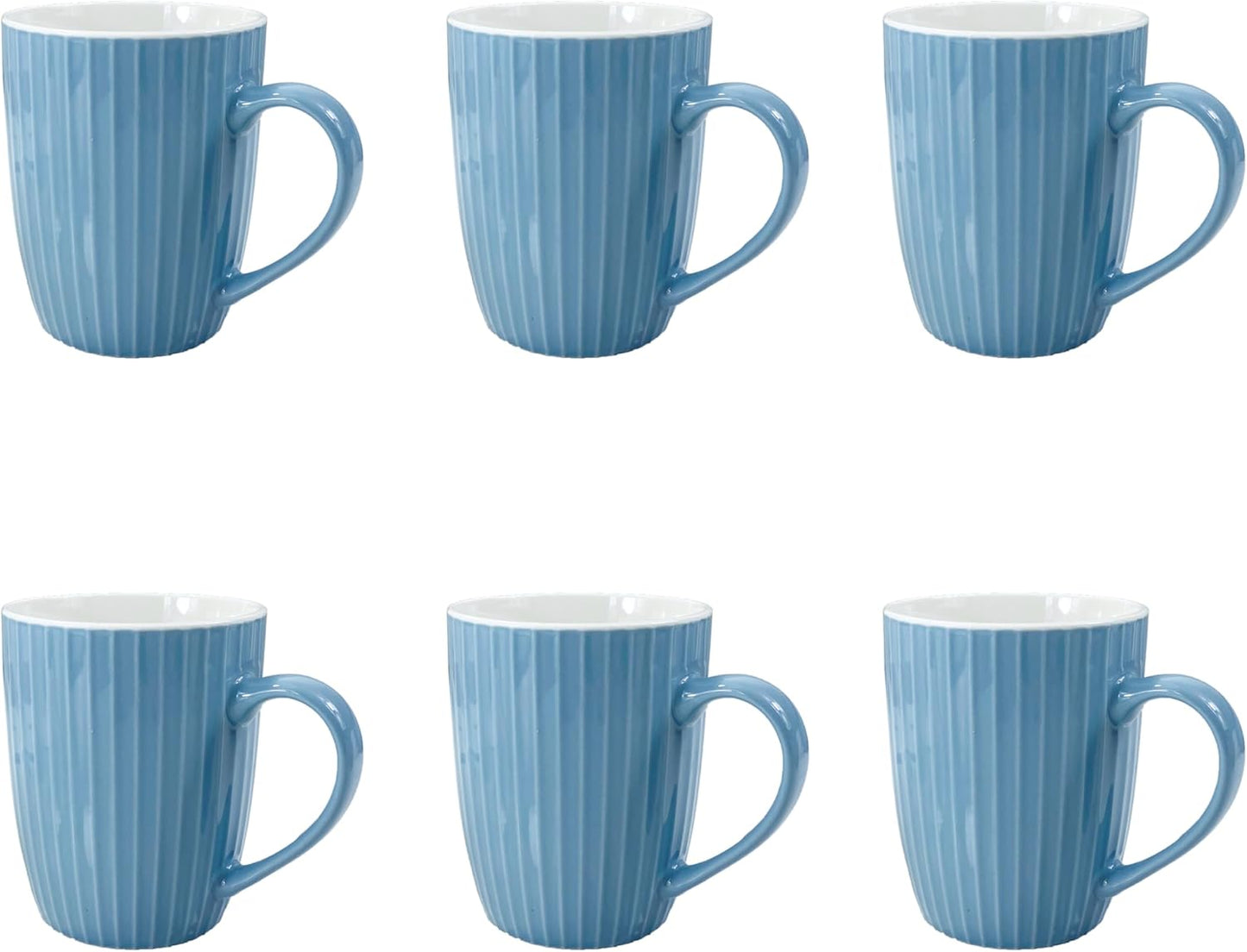 11 Ounce Porcelain Mugs, Set of 6, Tea and Cocoa Mug Set, Sea blue