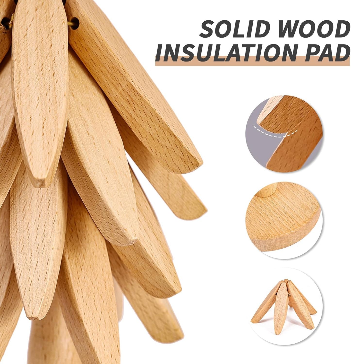 Generic Wooden Trivets for Hot Dishes with 4 Beech Wood Hot Plate Mats, Used as Jungle Theme Decorations and for Table Protection for Hot Dishes/Pots/Bowls/Teapots/Drinks/and Plates, LIN-HAO001