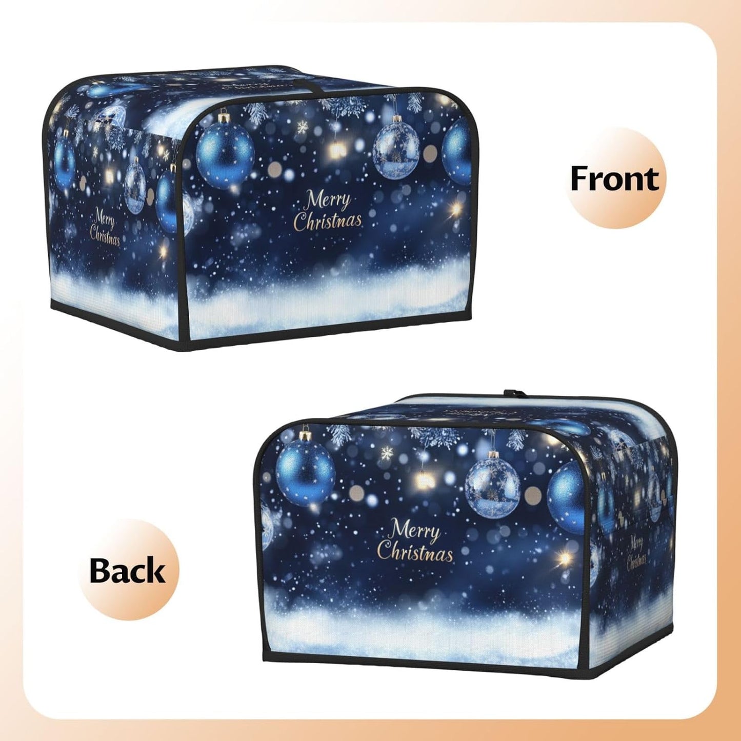 Toaster Cover 4 Slice Christmas Ball Blue Snow Winter Kitchen Small Appliance Covers with Pockets Dust and Fingerprint Protection