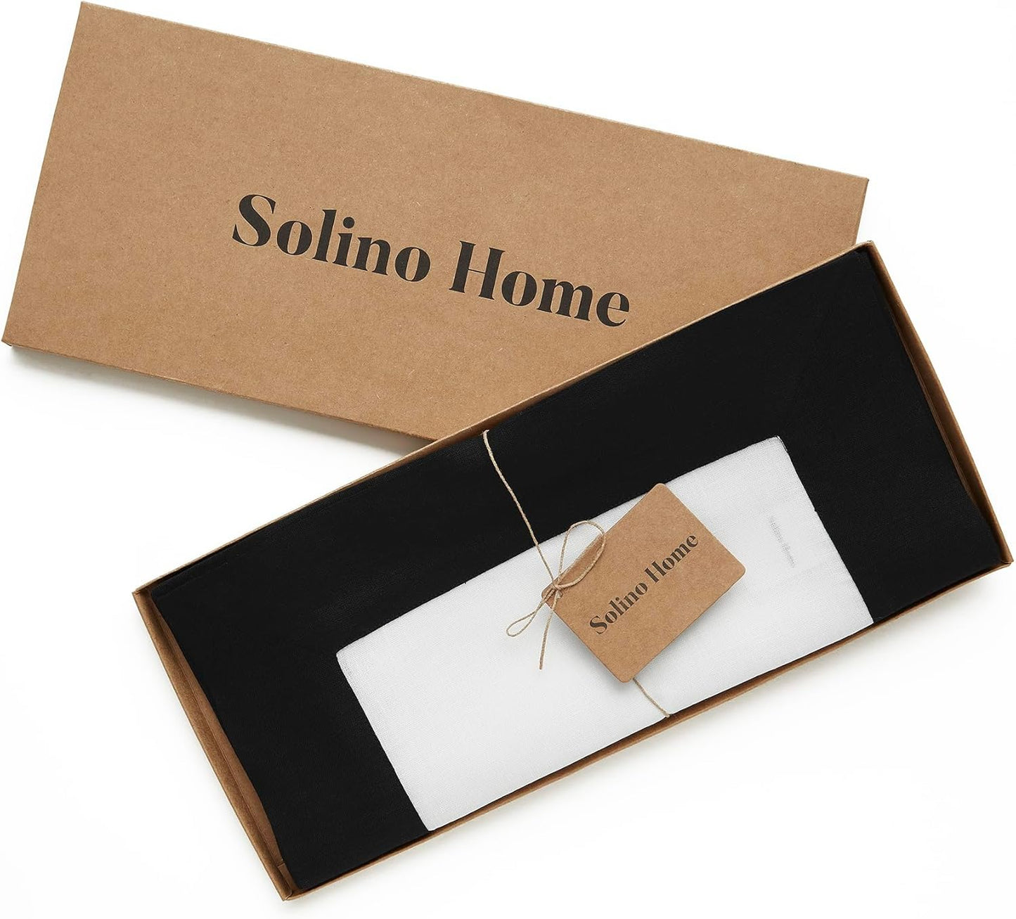 Solino Home Linen Table Runner 36 Inches - 100% Pure Linen Black and White Table Runner 14 x 36 Inch Ideal for Dresser and Coffee Tables - Fall, Autumn, Halloween, Thanksgiving, Holiday - Contempo