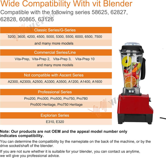 Fit for vitamix Blender Pitcher 5200 6300 VM0101 VM0102 VM0103 VM0158 VM0197 E310 Pitcher,Classic Explorian Commercial Series,fit for vitamix Blender Container 64 OZ Cup Jar,Prevent Leakage,3 YR GNTEE