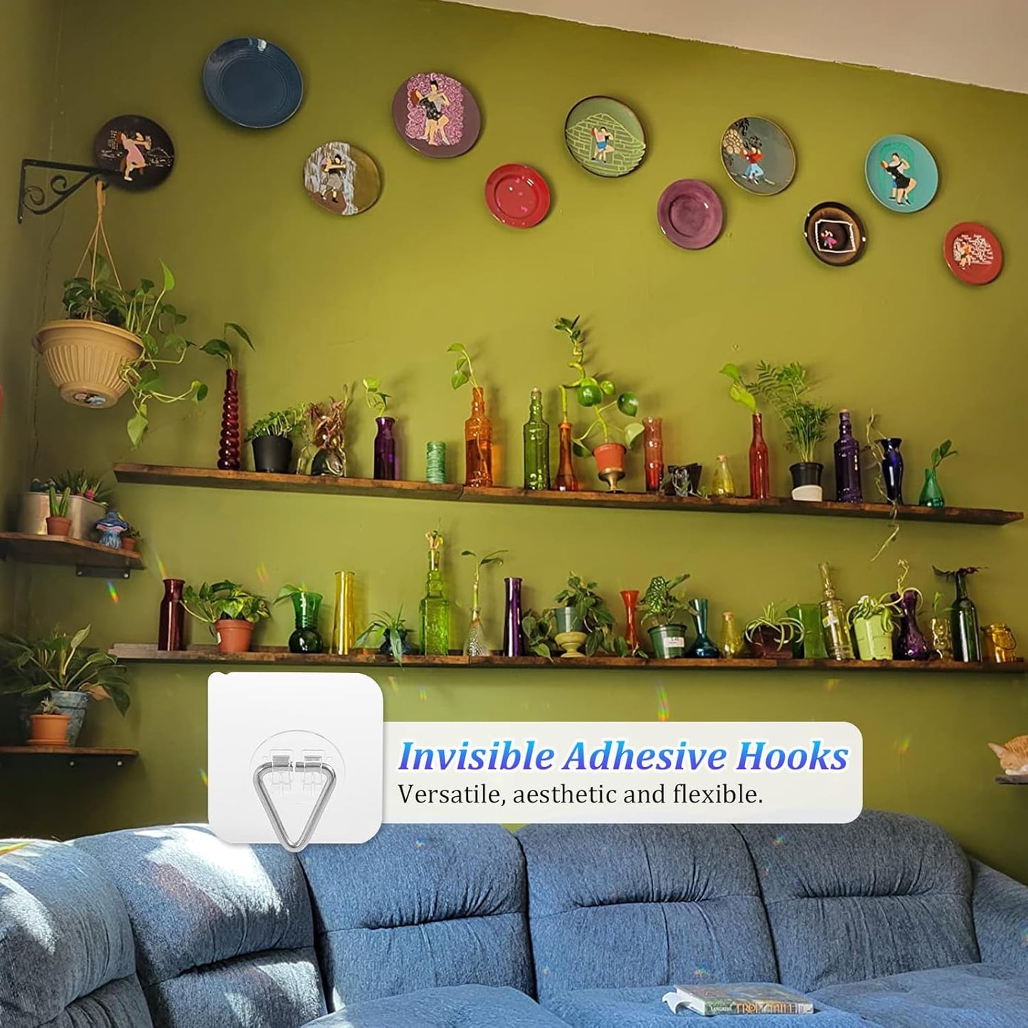 Wall Plate Hangers for Display - Invisible Adhesive Picture Hangers for Wall - Ideal for Hanging Decorative Plates | Photo Frames | Paintings - 2.3 Inch