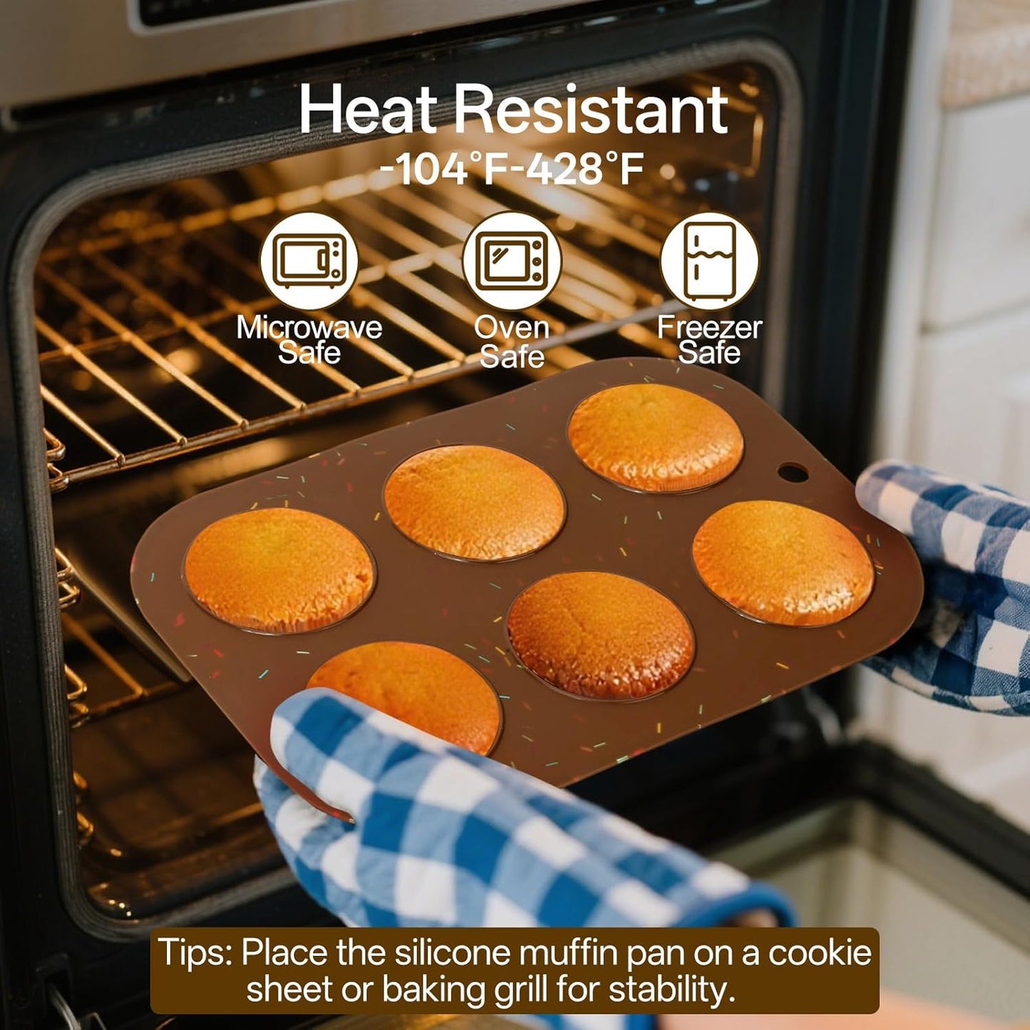 4 Pack Silicone Muffin Pan for Baking, Regular Size Nonstick Cupcake Pan, 6-Cup Silicone Muffin Tin BPA Free Dishwasher Safe, Great for Muffin Cupcake Brownie Egg Tart