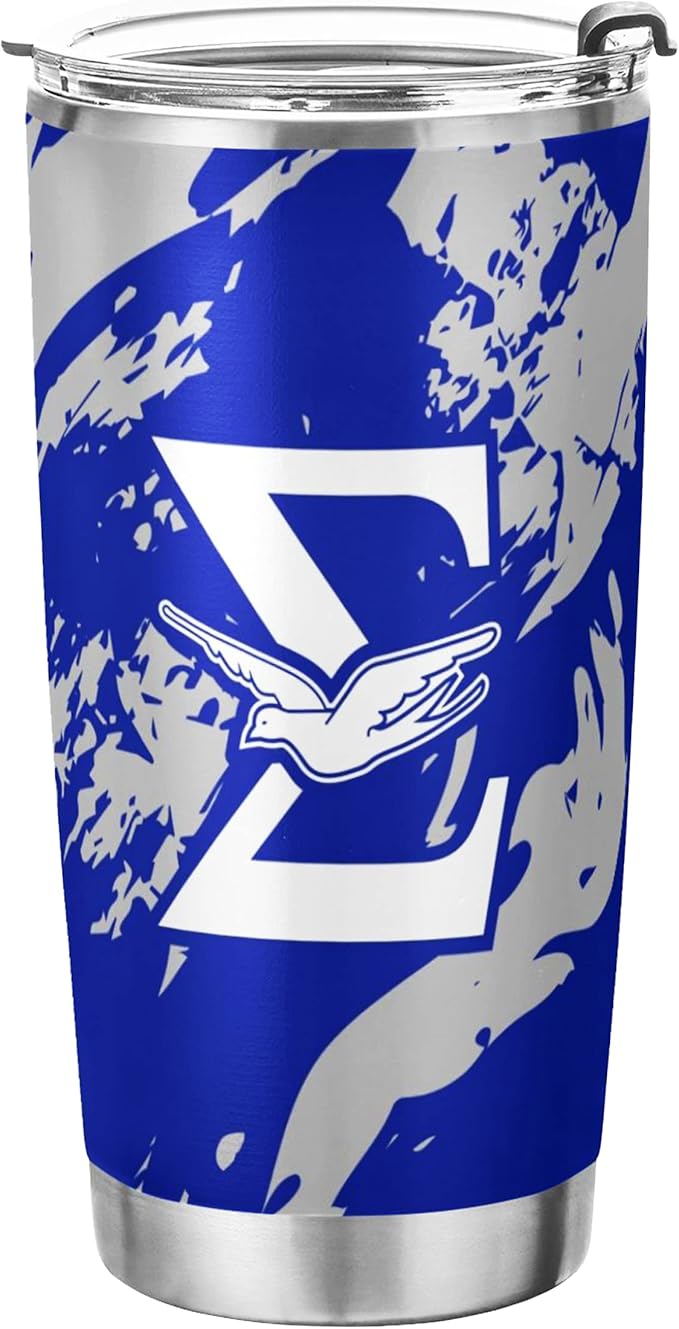 Phi Beta Sigma Fraternity Paraphernalia - Official Vendor - 20 oz Stainless Steel Insulated Sublimation Tumblers - Dove - Greek Letters