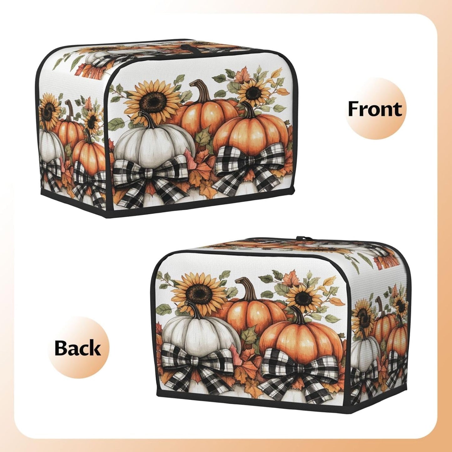 Toaster Cover 2 Slice Pumpkin Sunflower Fall Thanksgiving Kitchen Small Appliance Covers with Pockets Dust and Fingerprint Protection