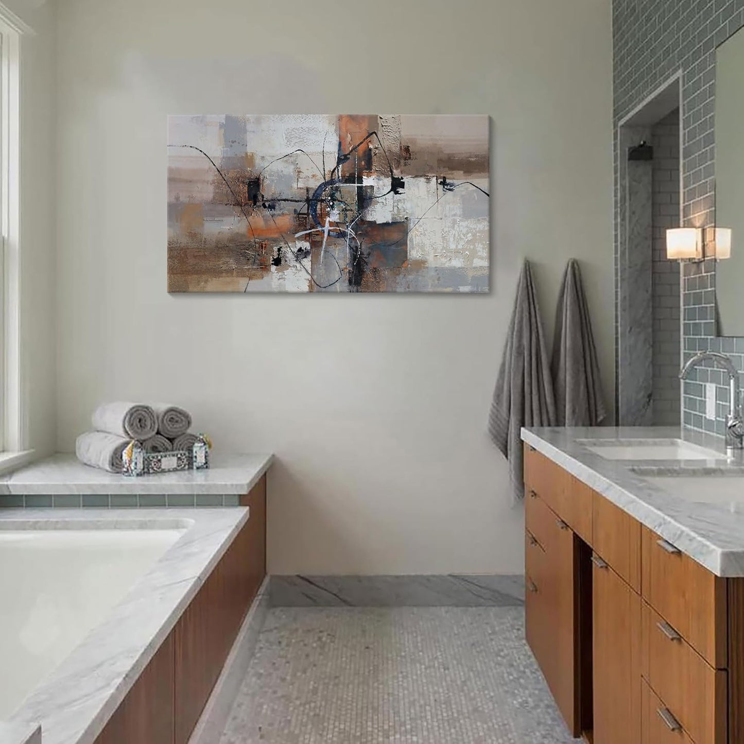 YDYSUNE Abstract Canvas Wall Art, Modern Wall Decor Painting, Brown Room Decorations, Orange Wall Art for Living Room, Bedroom, Office Artwork Wall Decor 20×40IN