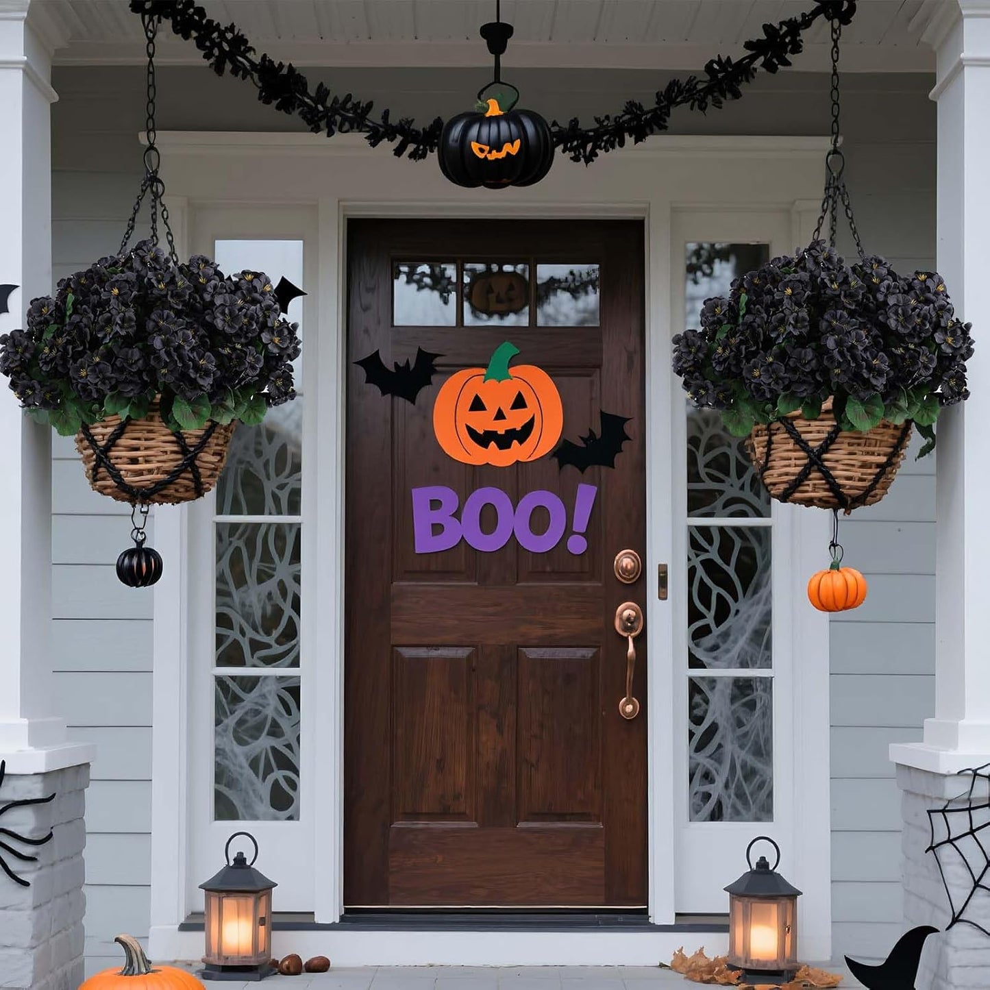 Hananona 12 Pcs Artificial Geranium Flowers for Outdoors Geranium Silk Flowers Outdoor UV Resistant Garden Plants Faux Black Flower for Home Kitchen Halloween Table Centerpieces Decor (12, Black)