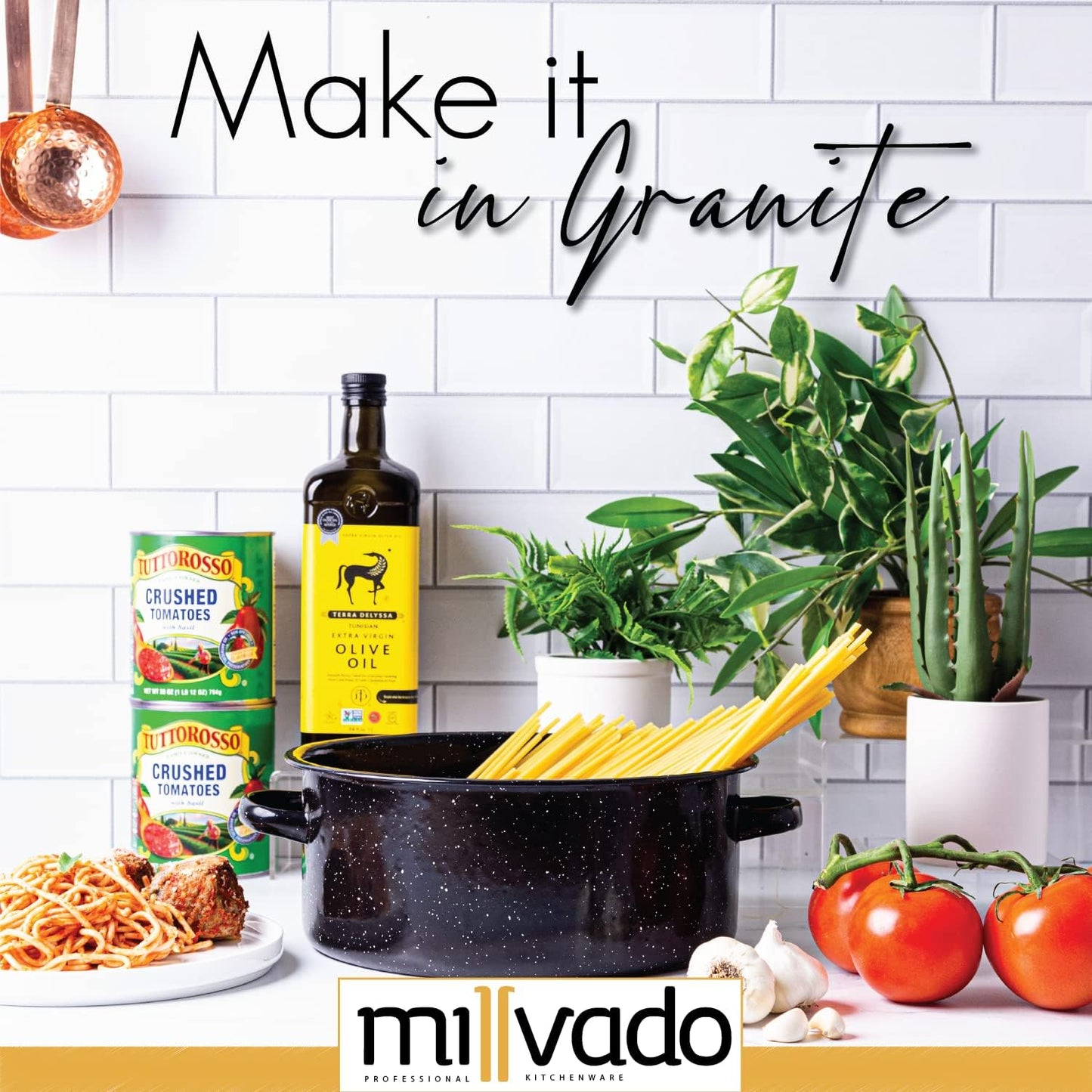 Granite 5 Qt Stockpot, Nonstick Soup Pot With Lid, Speckled Enamel Ware Cookware, Large Stock Pot For Boiling and Cooking, Big Granite Cooking Pot for Stovetop, Campfire, Outdoor Stove