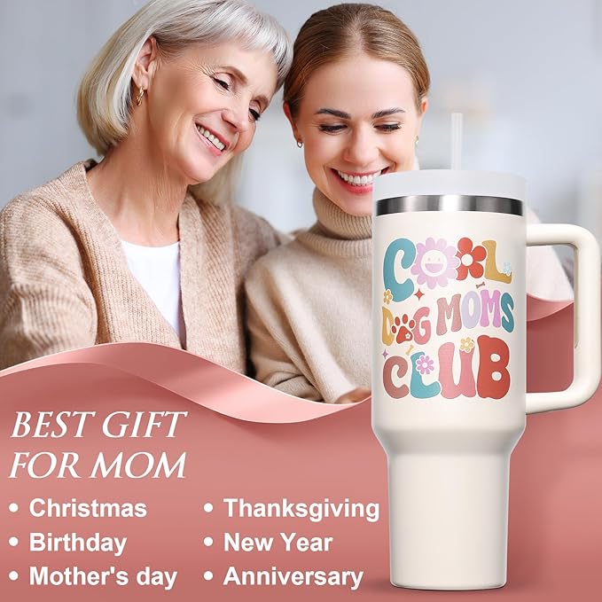 Dog Mom Gifts for Women, Christmas Gift for Dog Lover, 40 OZ Tumbler Dogs Gift for Mom, Wife, Grandma, Auntie, Sister, Friends, Teacher, Unique Cool Xmas Birthday Gifts for Dogs Owners Insulated Cup