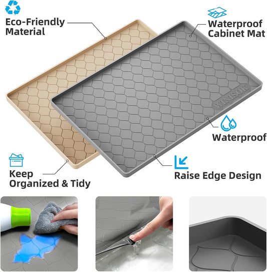 Silicone Under Sink Mat 22" x 22", kitchen Essentials and Gadgets, Shelf liner and Cabinet Protector, Home Organizers and Storage, Waterproof Bathroom Tray