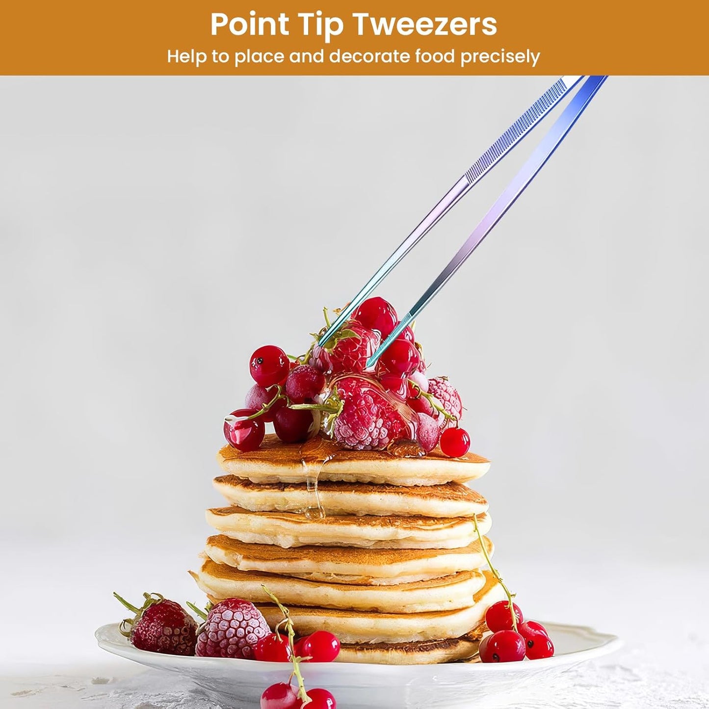 GEEKHOM 4 Pcs Colorful Tweezer Tongs Set, 12" and 10" with Non-Slip Handles, Perfect Kitchen Utensil Set for Family Cooking, Baking & Serving