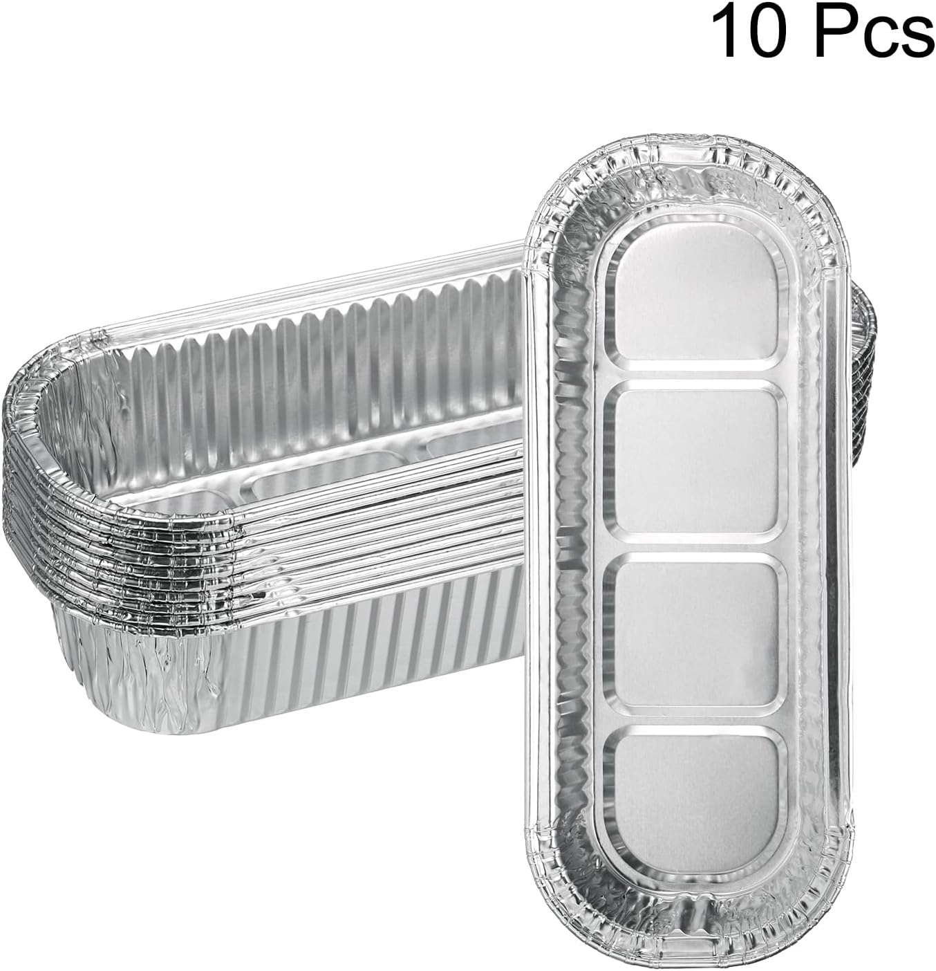 HARFINGTON 10pcs Aluminum Foil Pie Pans 6.5" Rectangle Disposable Non-stick Baking Pans for Pies Quiches Tarts Baking Cooking Reheating Parties, Silver