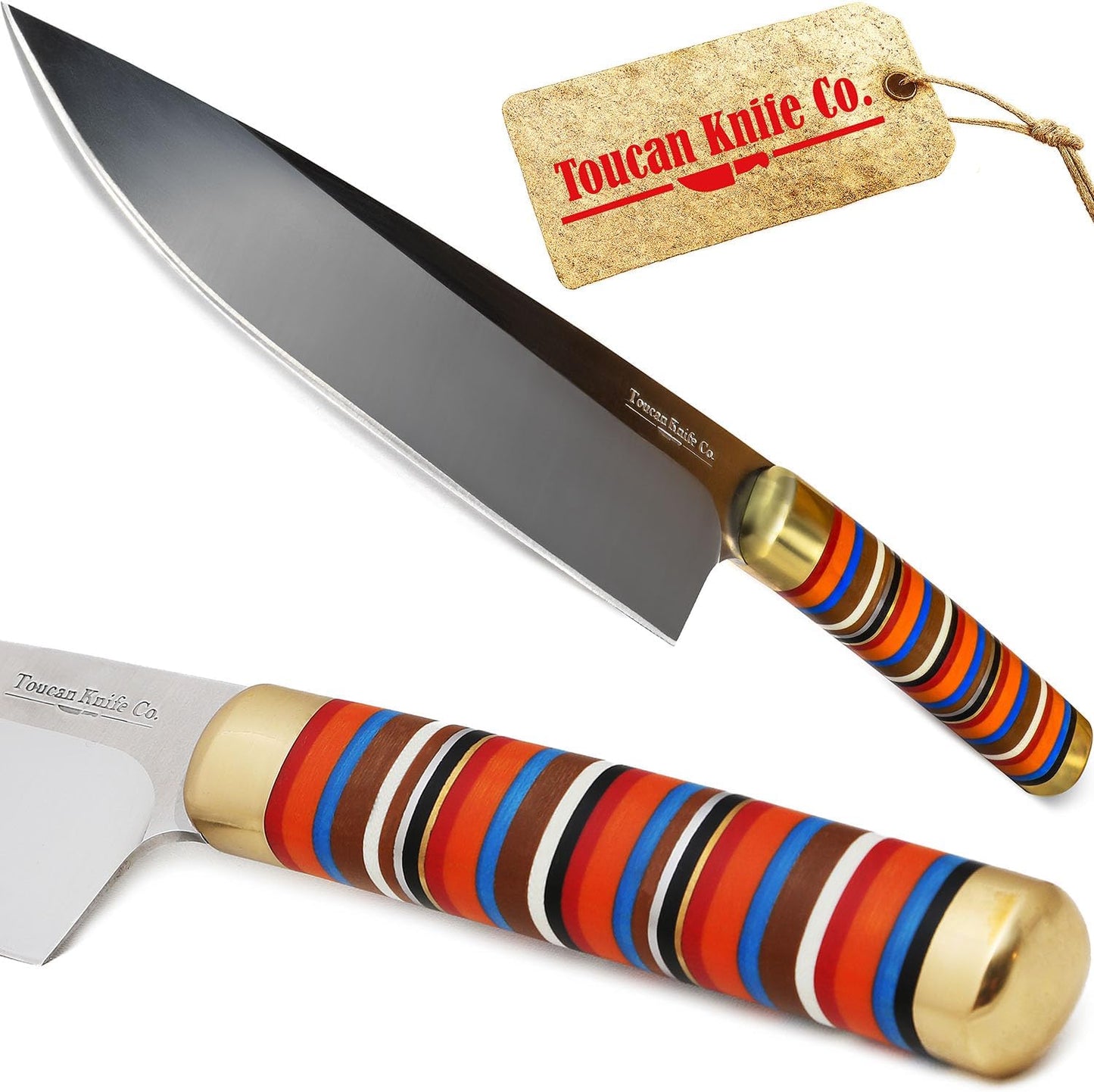TOUCAN Chef Knife – 8-inch Blade Kitchen Knife – High-Hardness Japanese Steel Knives and Multicolored Handle – Ultra-Sharp Paring Knives – Birthday Gifts for Men and Women