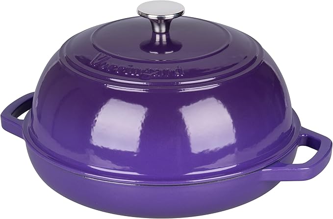 Enameled Cast Iron Dutch Oven Pot with Lid, Bread Oven for Sourdough Bread Baking, Dutch Ovens with Bread Proofing Basket& Baking Supplies Set, 6 Quart, Purple