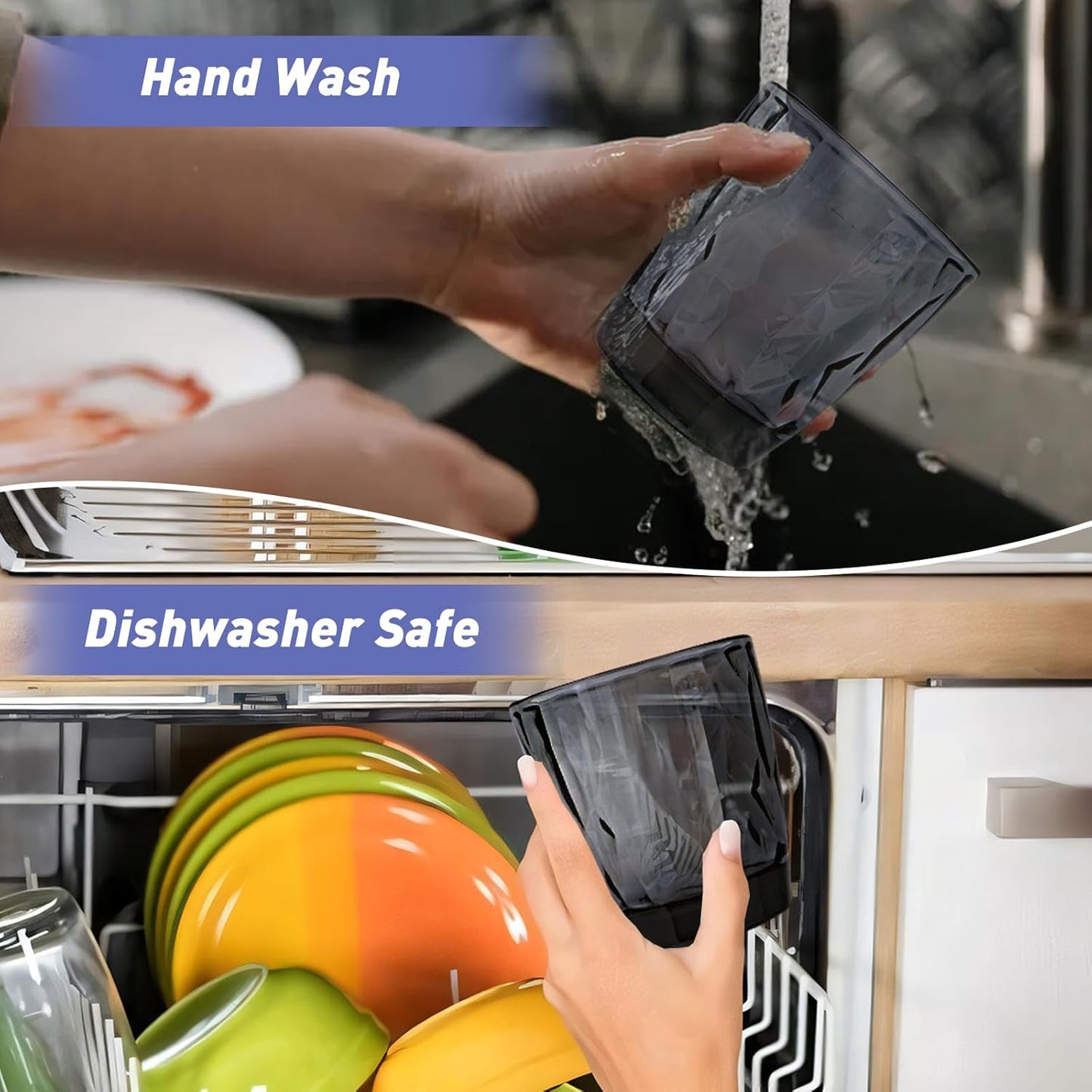 Glasses Drinking Set of 4, 12oz Vintage Drinking Glasses, Drinking Glasses for Cocktail, Beer, Wine, Whiskey, Water & Juice Drinkware (Gray-blue)