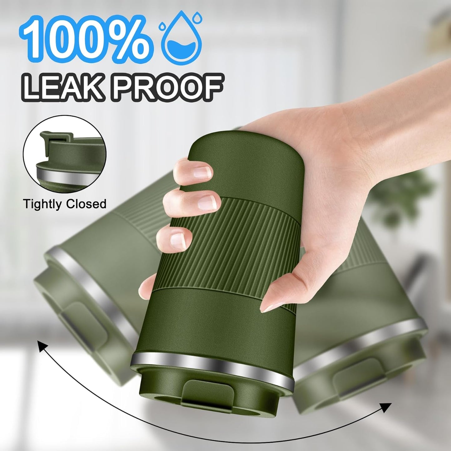 Coffee Travel Mug 12oz Insulated Coffee Mug with Lid Portable Spill-Proof Coffee Travel Mug No Handle Reusable Stainless Steel Mug Keeps Cold and Hot Suitable for Car, Daily, Travel and Gifts