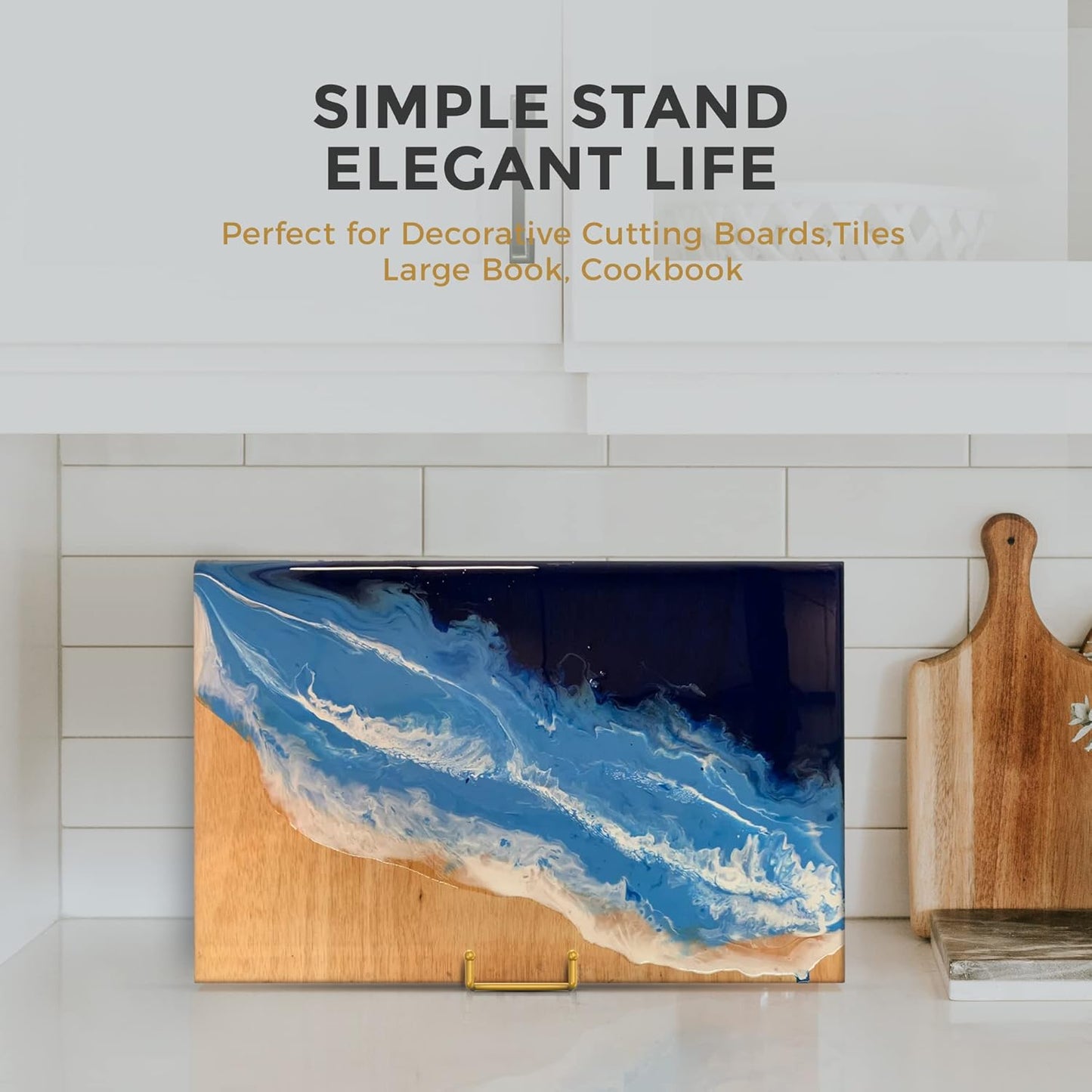 TR-LIFE 4 Pack 10 Inch Large Plate Stands for Display - Gold, Metal Picture Frame Holder Stand + Small Easels for Decorative Plate, Platter, Book, Plaques, Photo, Tabletop Art