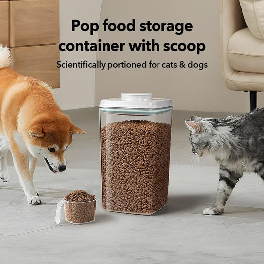 Ankou Dog Food Storage Container with 130ml Scoop – 4L/4.2qt Airtight Dog Food Container for Kibble & Treats, BPA-Free Cat Food Storage Container, Stackable Pop Lid Plastic Container with Lid