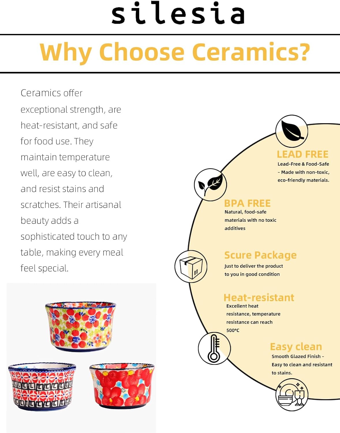 Handmade 7 oz Small Bowls - Ceramic Hand Painted Bowl Great for Ramekins, Dipping, Side Dish, Dessert, Sauce, Ice cream, Appetizer, Sushi in Gift Box, 3.5 inch, Set of 3, Jungle Floral