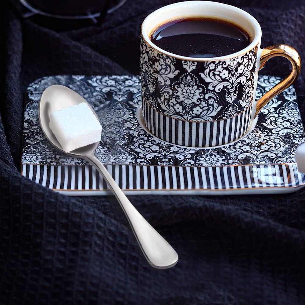 Snamonkia Small Appetizer Forks and Demitasse Spoons Stainless Steel Set of 24, 5.4 Inches, Salad Dessert Coffee Cocktail Espresso Flatware