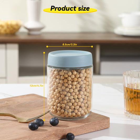 16Oz Overnight Oats Containers 16 OZ Mason Food Jars With lid Wide Mouth Glass Food Storage For Oats Yogurt Vegetable and Fruit Salad Spices Jam (12 Pack Color Lid)