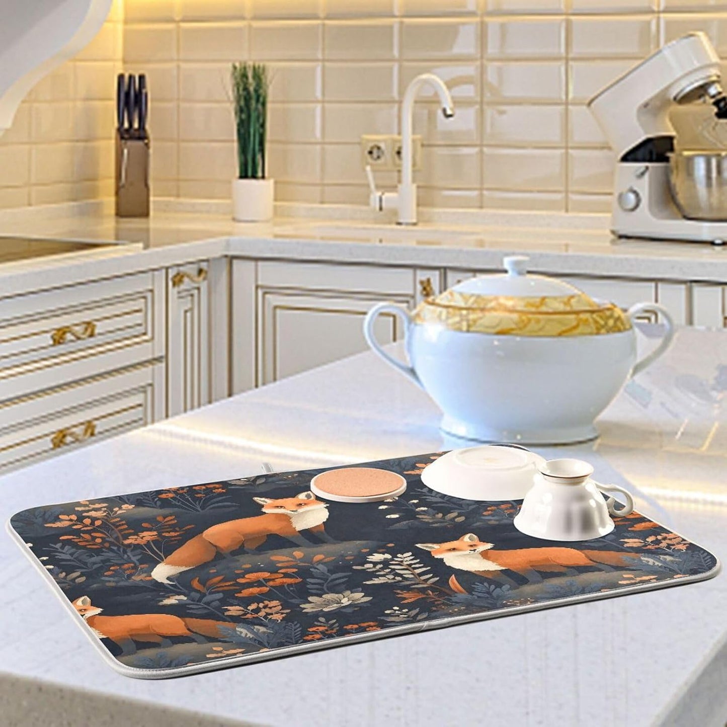 Fox Dish Drying Mat for Kitchen Counter Absorbent Dish Drainer Mats Drying Pads 18"x24"