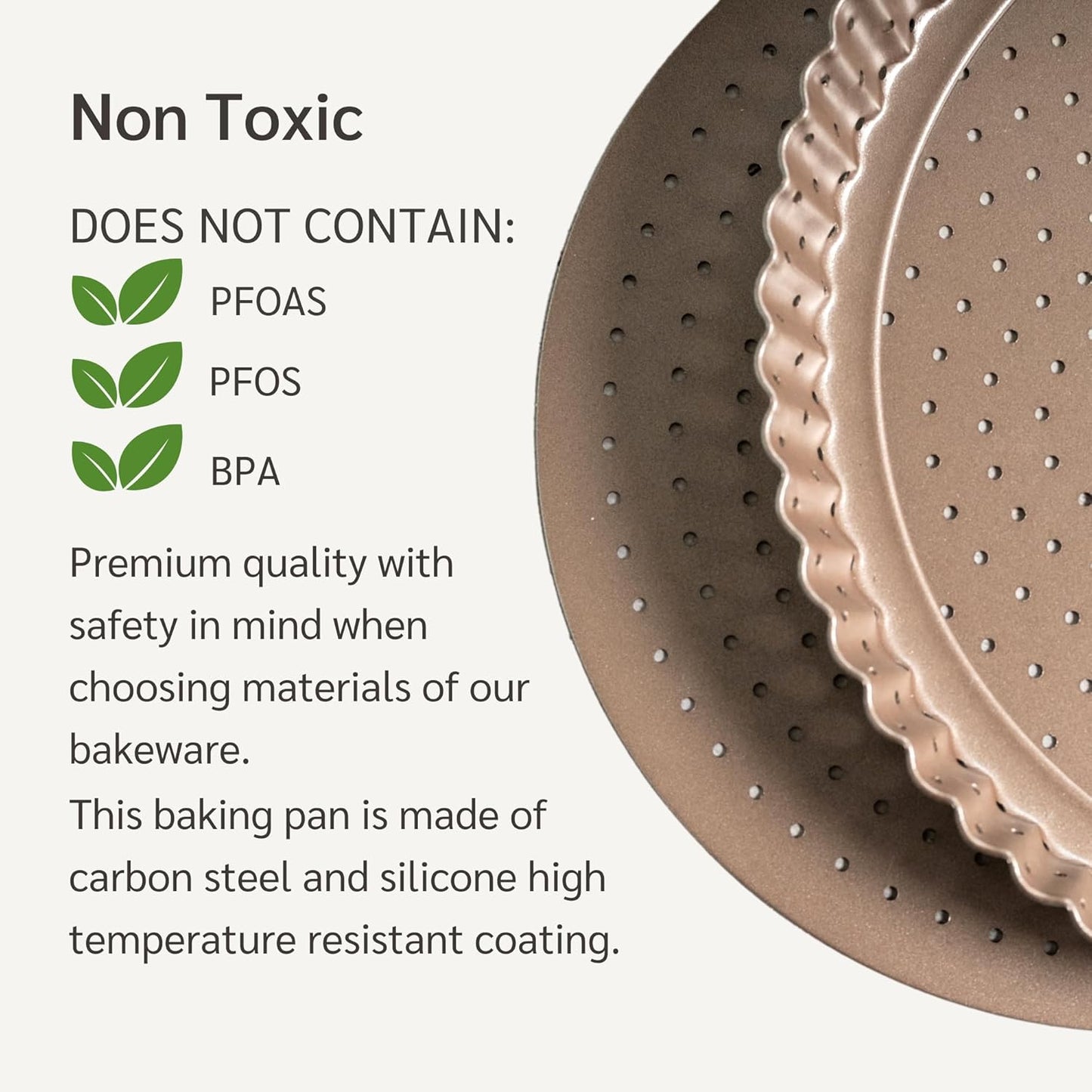 HAPPIELS Nonstick 9 Inch Tart Pan with Removable Bottom | PFOA & BPA Free Non Toxic Fluted Pie & Quiche Tin | Best Perforated Non Stick Nontoxic 9in Molds with Holes for Baking