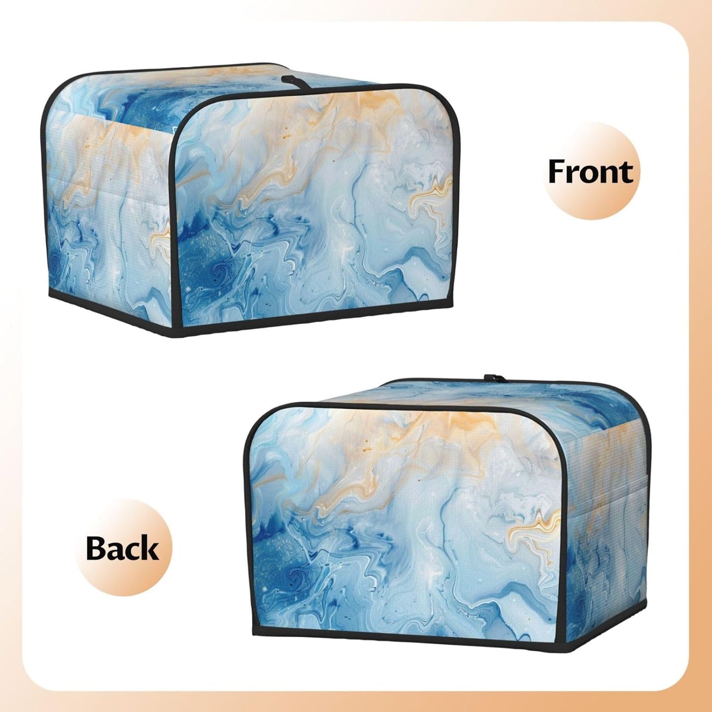 Toaster Cover 4 Slice Blue Marble Pastel Kitchen Small Appliance Covers with Pockets Dust and Fingerprint Protection