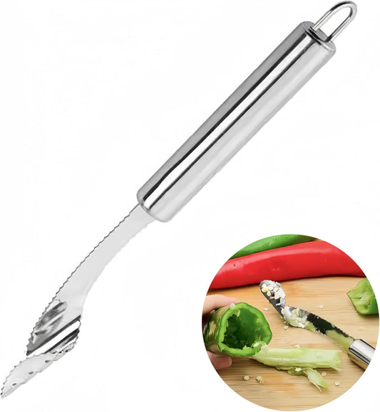 Jalapeno Pepper Corer Seed Remover,Stainless Steel Jalapeno Popper Cutter Vegetable Tomato Apple Corer Tool for Family Kitchen-0.79 * 8.6In
