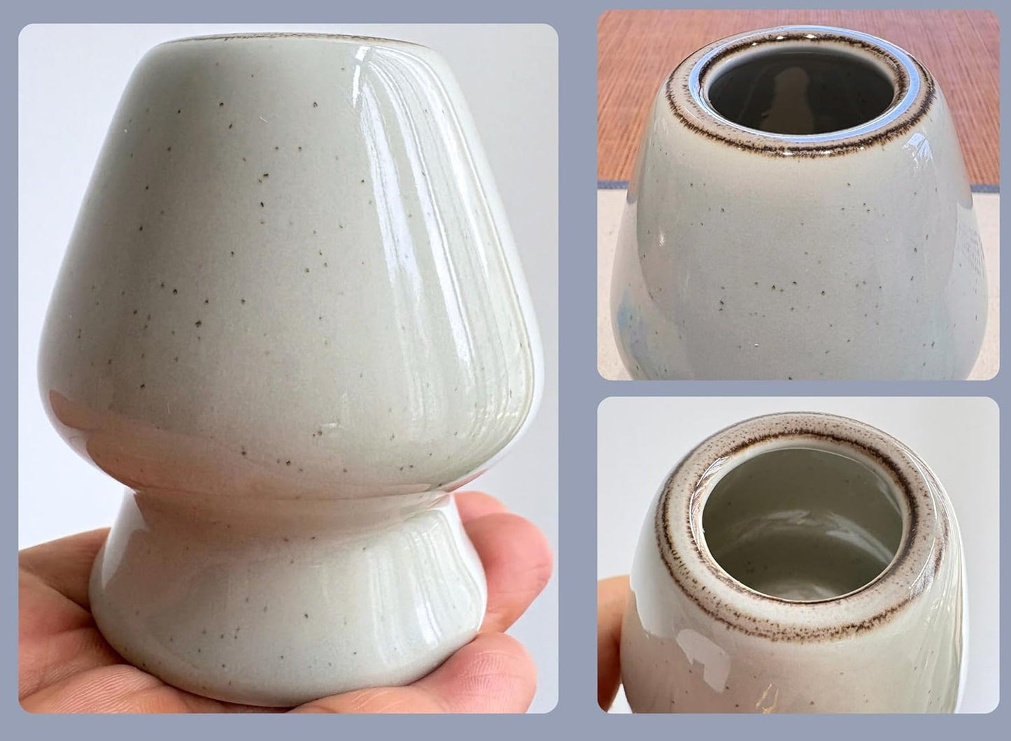 Matcha Whisk Set, Ceramic Matcha Set Includes Matcha Bowl, Matcha Whisk Chasen and Whisk Holder, Sifter, Bamboo Scoop, Scoop Rest and Tea Towel-7 Pcs Matcha Kit for Matcha Lovers, Misty Gray