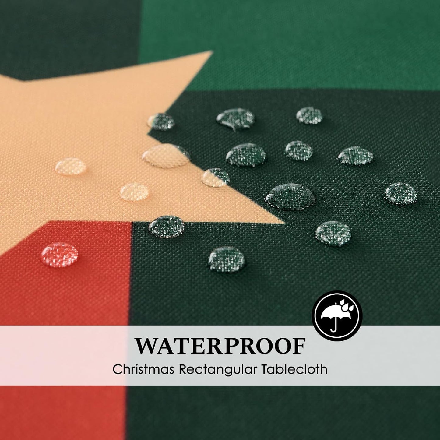 Christmas Tablecloth Rectangular 60x84 Inch Waterproof, Machine Washable Checkered Polyester Table Cover for Xmas Party, Winter Holiday Home Decoration in Festive Checkered Star 1pack