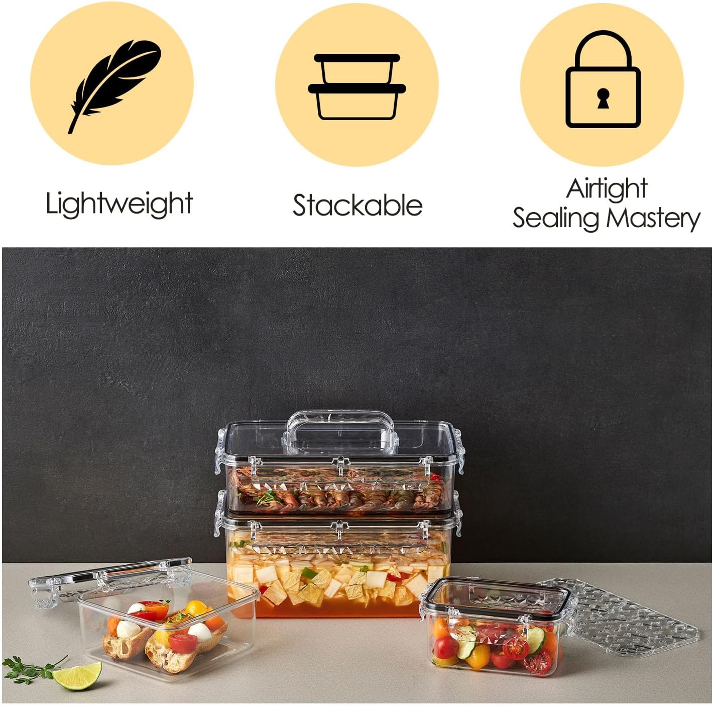 Airtight Food Storage Container With Lid (87.9 oz) - Leak-Proof Large container| BPA-Free | Meal Prep | Microwave, Freezer and Dishwasher Safe | Kitchen Fridge Organizer Boxes | Fresher Food