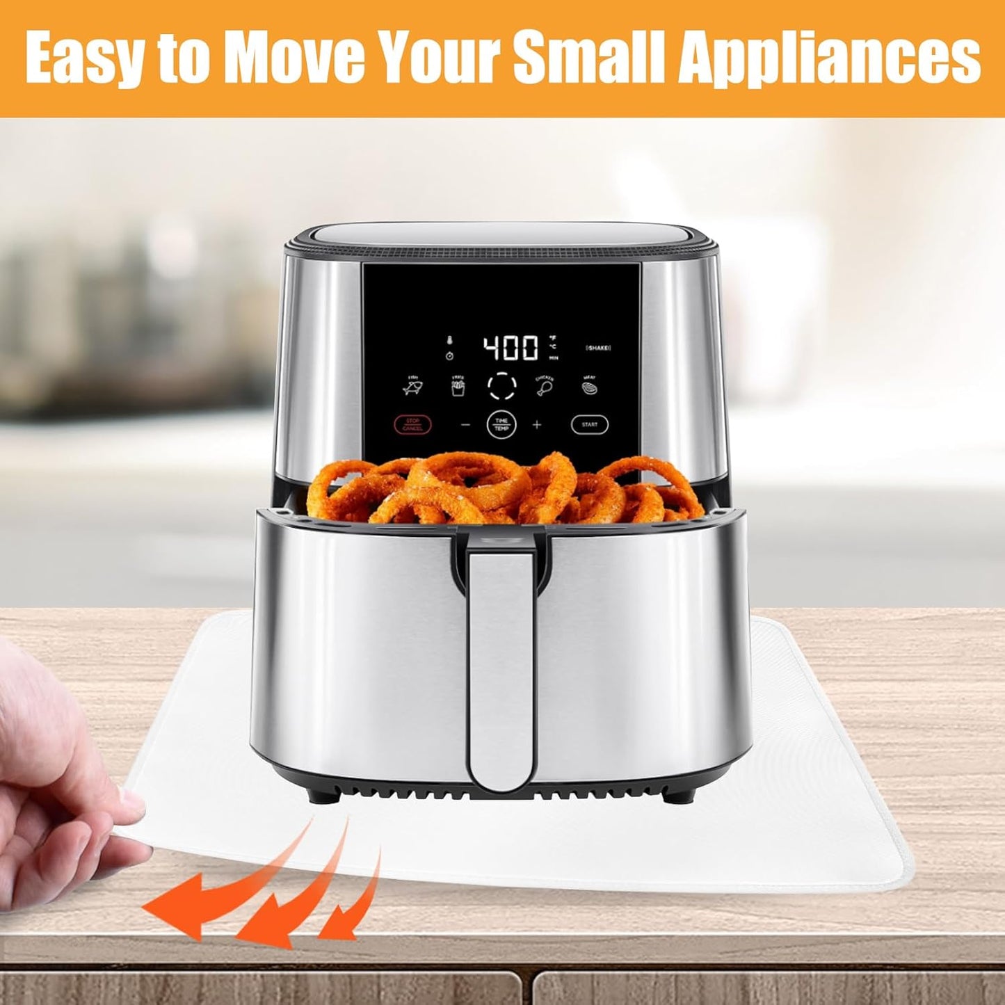 Heat Resistant Mat for Air Fryer, 15 x 18in Countertop Protector, Fireproof Silicone Appliance Slider for Coffee Maker, Toaster, Oven (White)