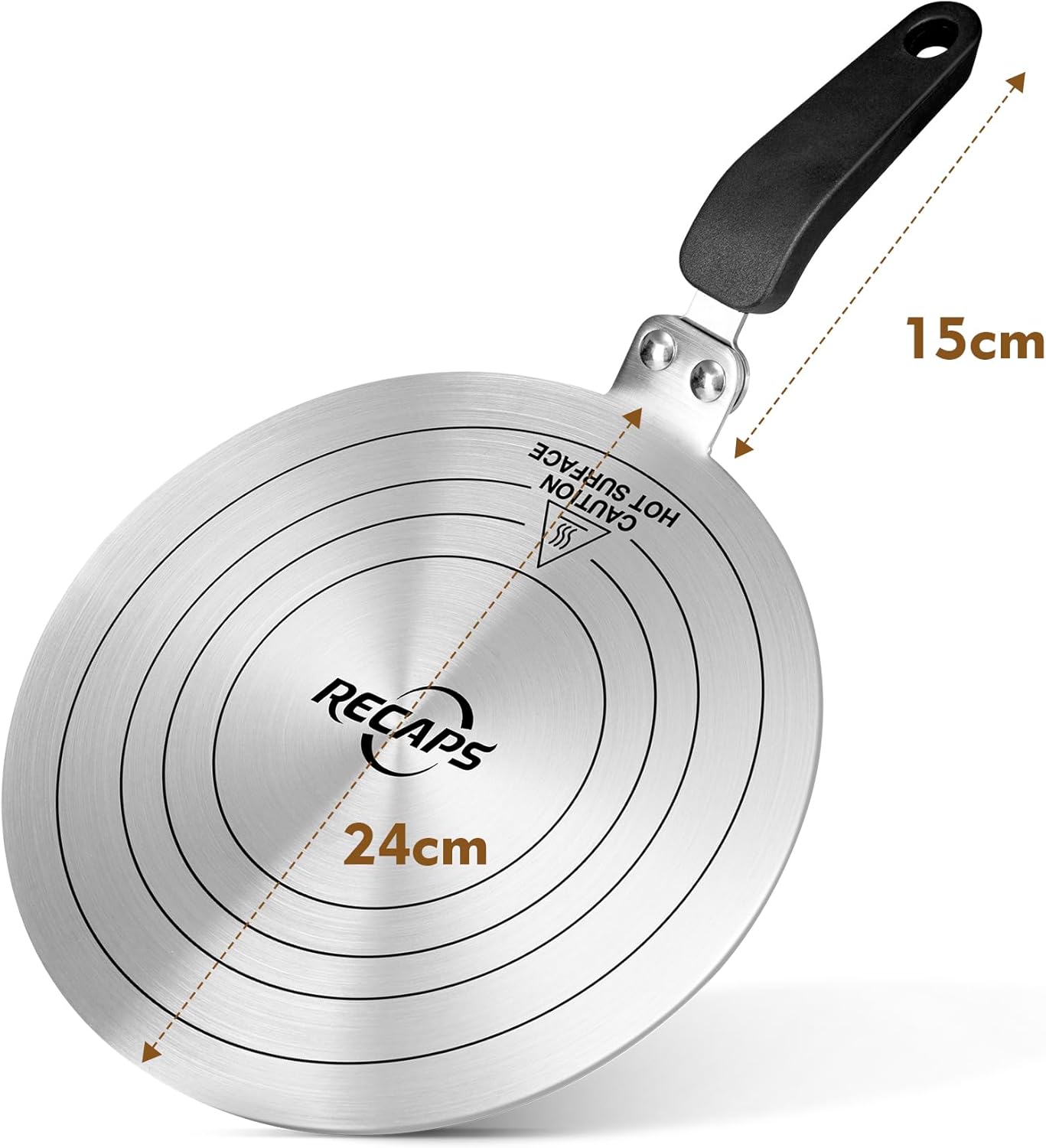 RECAPS 9.45 inch Stainless Steel Induction adapter plate for Induction Electric Gas Glass Cooktop, Heater Diffuser for Moka Pot, Glass bowls, Sauce Pan