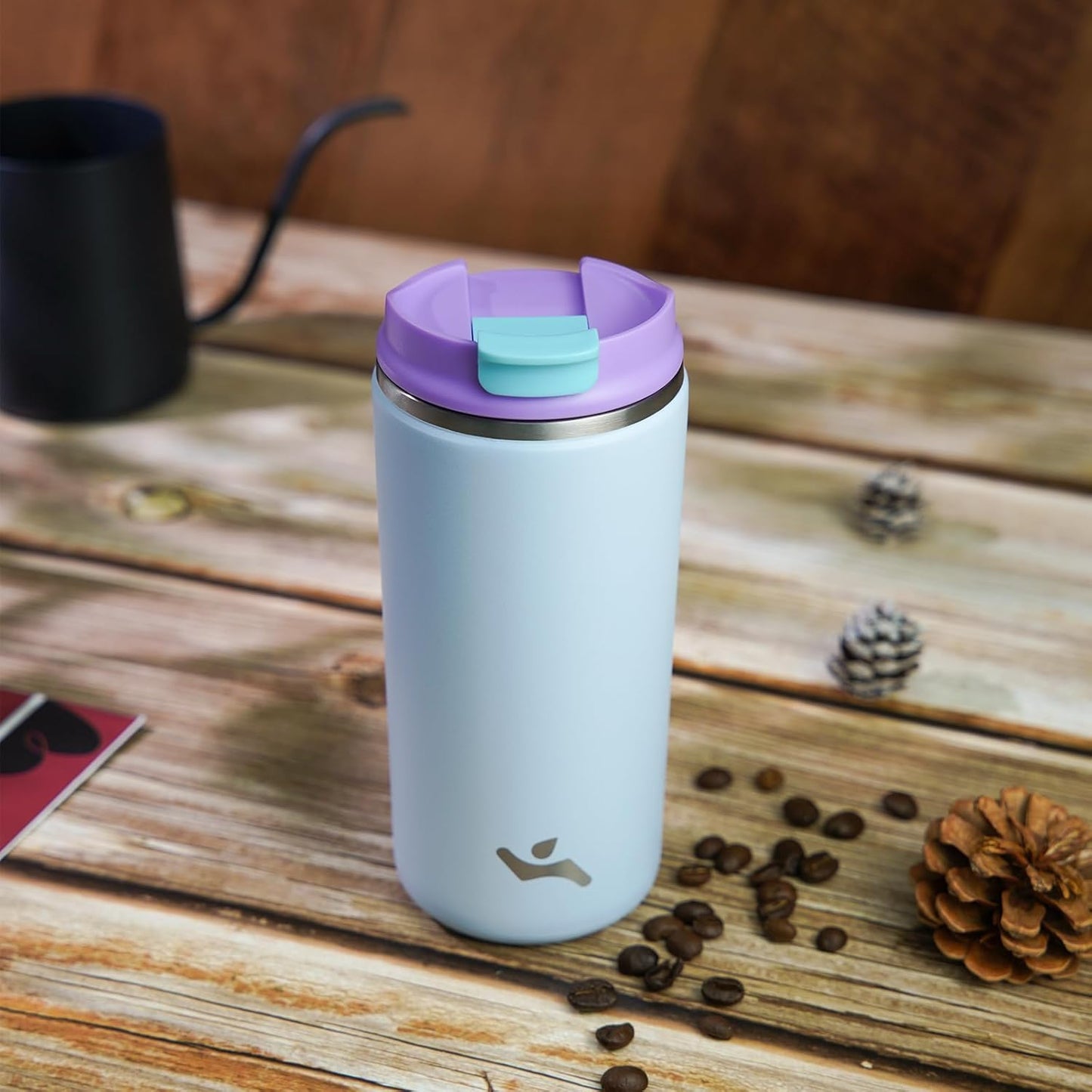 Tumbler with Lid, 12 oz Travel Coffee Mug Double Wall Vacuum Stainless Steel Thermal Metal Cup Insulated Water Bottle,Haze Ash