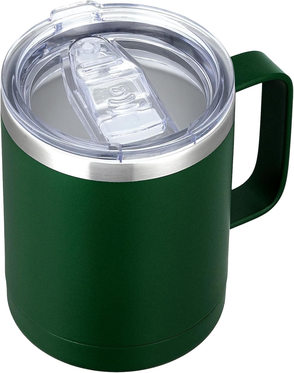 MEWAY 12oz Coffee Mug With Handle and Sliding Lid,Stainless Steel Travel Tumbler Cup with Handle,Double Wall Vacuum Insulated Camping Cup for Hot & Cold Drinks Tea (Forest Green,Set of 1)