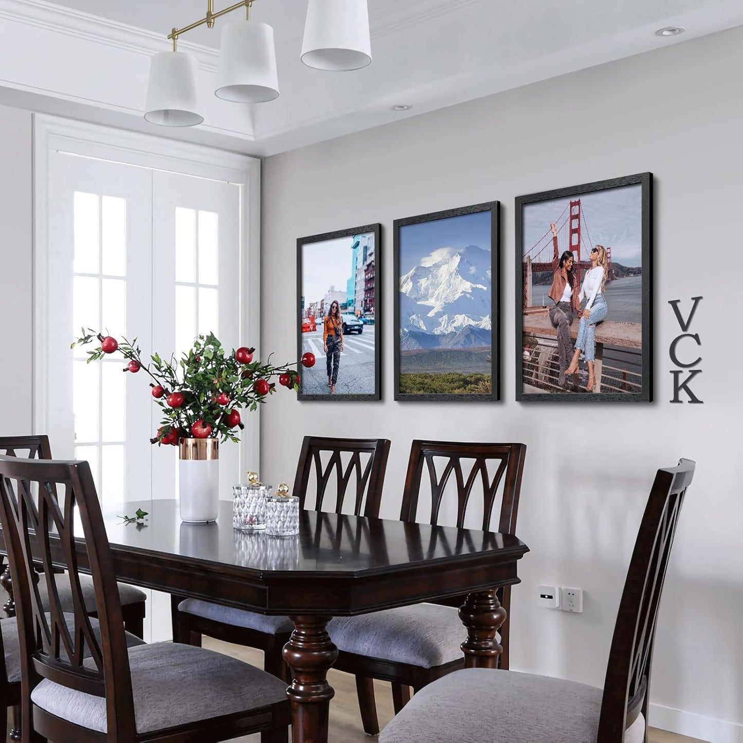 VCK 20x28 Solid Wood Poster Frame Set of 5,Textured Exclusive Black Picture Frames, Wall Hanging