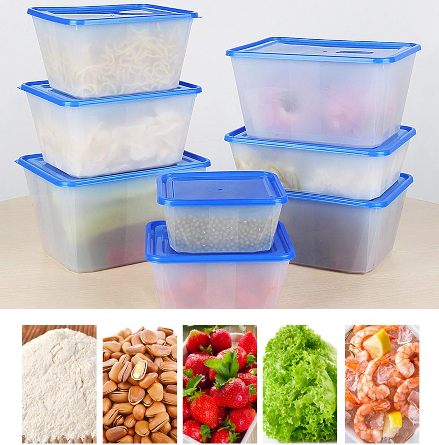 VeleGO Food Storage Containers with Lids(45.6 Ounce,10 Pack) - Plastic Containers with Lids Storage, Rectangular Meal Prep Plastic Containers Freezer Containers,Kitchen Food Deli Containers
