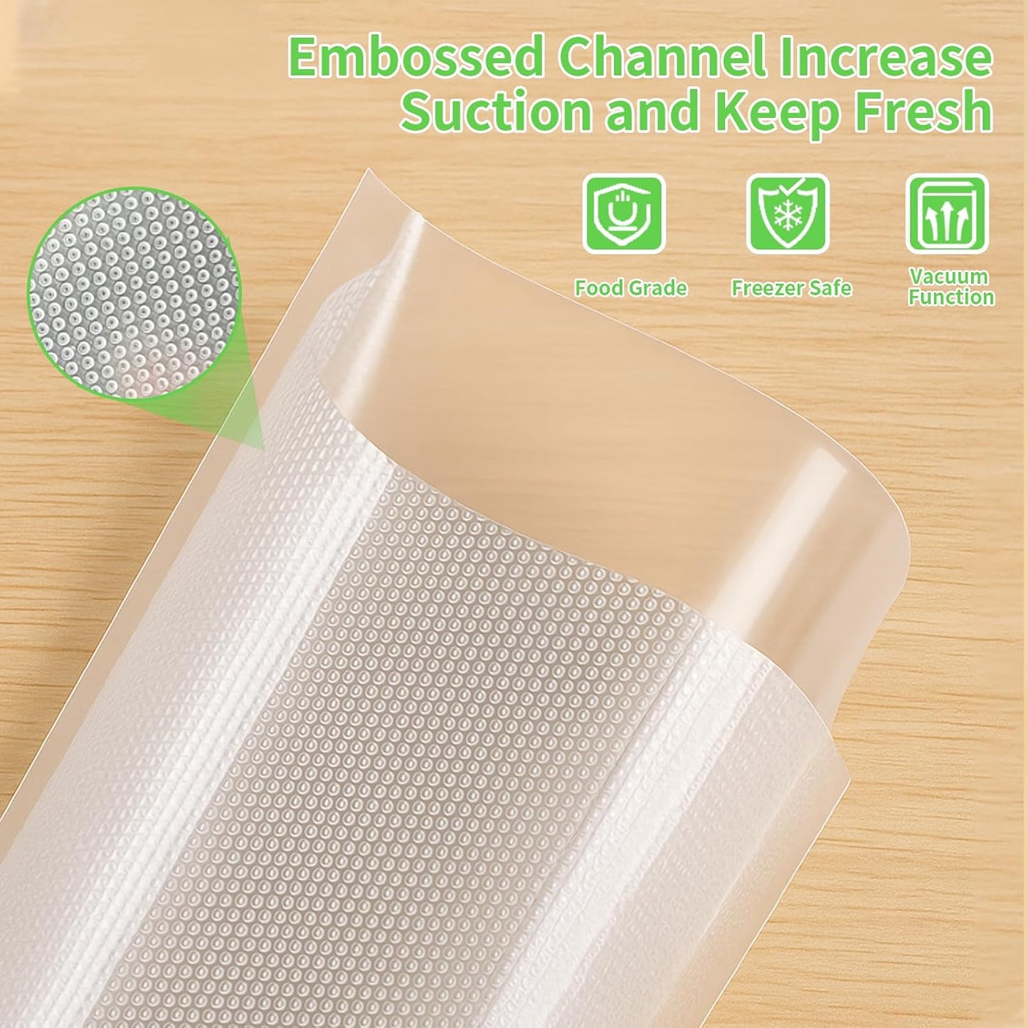 MakMeFre 2Pack (Total 100Feet) 8x50 Vacuum Sealer Bags Rolls with BPA Free,Heavy Duty Vacuum Food Sealer Storage Bags Rolls,Cut to Size Roll,Great for Sous Vide