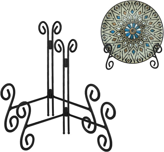 Plate Stand, 8 Inch Plate Holder Display Stand 2 Pack, Black Metal Picture Stand Picture Frame Easel for Home Office Exhibition Reception